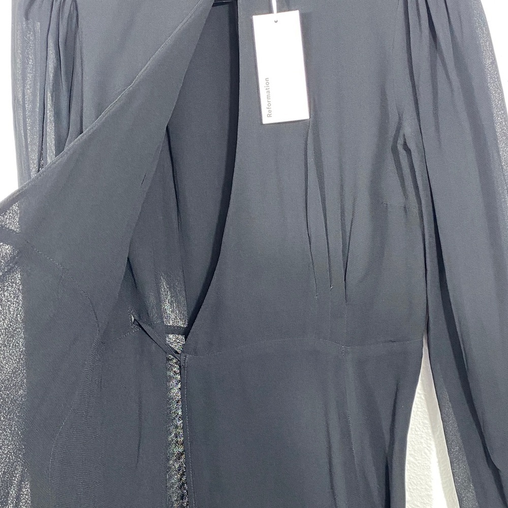 Reformation Black Long Sleeve Dress Size XS 100% Viscose - Picture 7 of 16